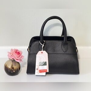 The Mimi Black Leather Satchel by Divina Firenze